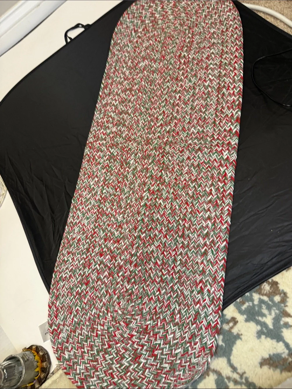 Woven Chevron Table Runner in Red, Green & White Xmas vibes